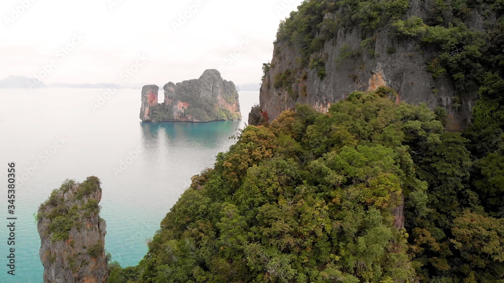 Thailand archipelago, aerial view. Beautiful islands in Krabi province as seen from drone