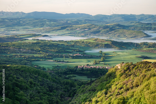 View over Trevi  o County and the villages of Doro  o and Arrieta. Trevi  o is an enclave of Burgos Castile within the territory of Alava  Basque Country  Spain