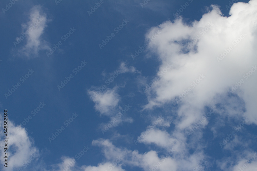 pure clean white clouds over sunny plane free blue sky