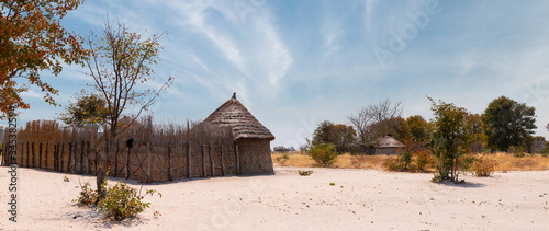 Traditional african village inside the Okavango Delta, Botswana