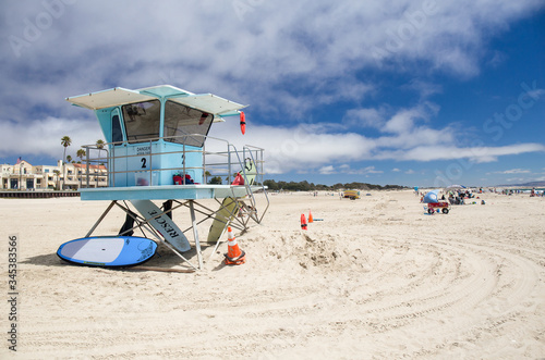 Lifeguard House at Venice Beach in a splendid sun day - Typical american lifeguard house