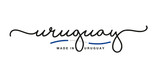Made in Uruguay handwritten calligraphic lettering logo sticker flag ribbon banner