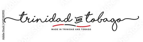 Made in Trinidad and Tobago handwritten calligraphic lettering logo sticker flag ribbon banner photo