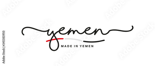 Tableau sur toile Made in Yemen handwritten calligraphic lettering logo sticker flag ribbon banner