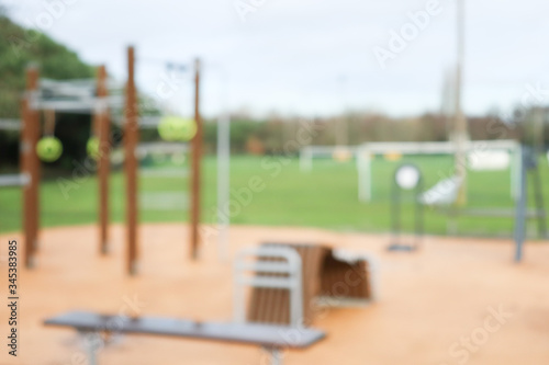 Sports trainer city park blurred background healthy lifestyle concept