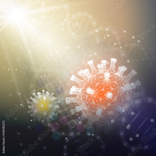 3d medical background of corona virus. Covid 19, coronavirus infection. Virus concept vector illustration.