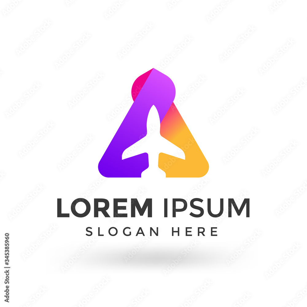 Aviation Logo with A Letter symbol Icon Vector Template elements Corporate Modern. Aviation Logo with A Letter symbol Icon Vector Template elements Corporate Modern.