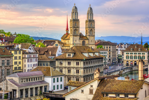 Zurich cathedral and Old town, Switzerland