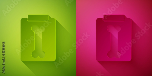 Paper cut X-ray shots icon isolated on green and pink background. Paper art style. Vector Illustration