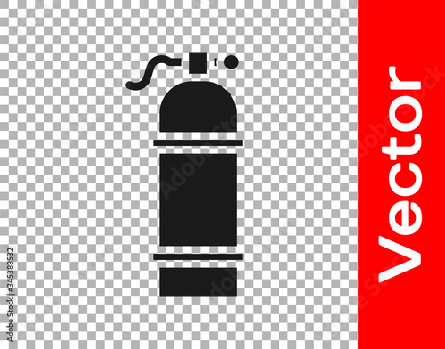 Black Aqualung icon isolated on transparent background. Oxygen tank for diver. Diving equipment. Extreme sport. Sport equipment.  Vector Illustration