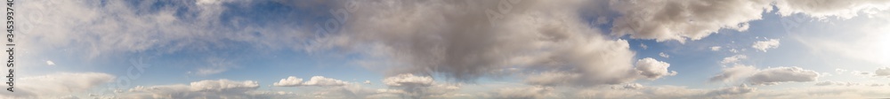 The stormy clouds on sunset panorama