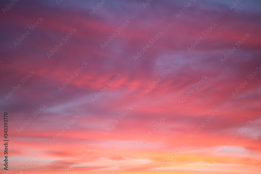 Beautiful sky with multicolored clouds at sunset