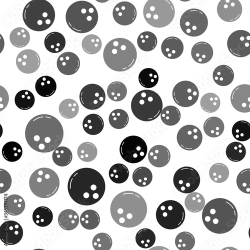 Black Bowling ball icon isolated seamless pattern on white background. Sport equipment. Vector Illustration