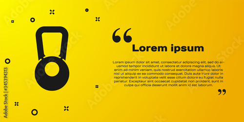 Black Kettlebell icon isolated on yellow background. Sport equipment.  Vector Illustration