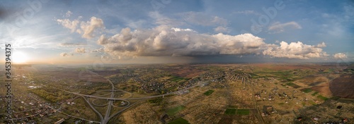 The stormy clouds on sunset Rivne.