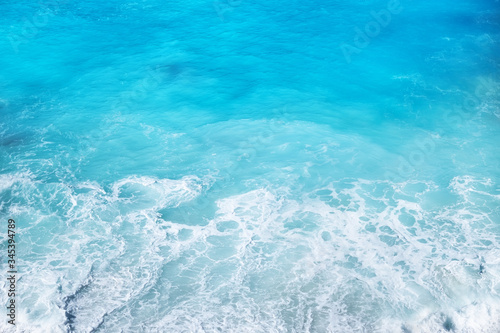 Seascape at the day time. Water background. Turquoise water background from top view. Sea and beach. Bali, Indonesia. Travel - image