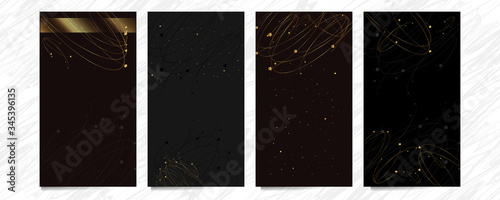 Set of gold frames black glitter effect on dark background artistic covers design colorful realistic texture modern graphic