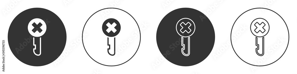 Black Wrong key icon isolated on white background. Circle button. Vector Illustration Black Wrong key icon isolated on white background. Circle button. Vector Illustration