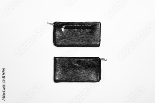 Man genuine leather Wallets isolated on white background. High-resolution photo.