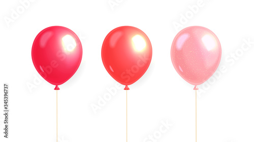 Realistic pink balloon set isolated  party banner  happy valentine s day   love card  celebration decoration vector illustration