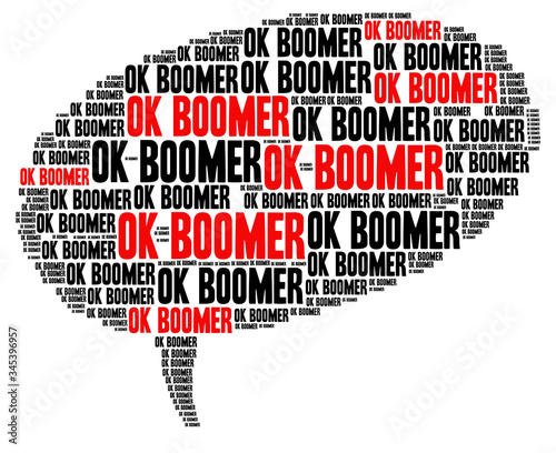 OK boomer speech bubble shaped word cloud