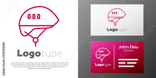 Logotype line Bicycle helmet icon isolated on white background. Extreme sport. Sport equipment. Logo design template element. Vector Illustration
