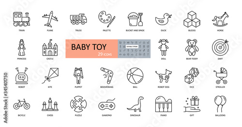 Print op canvas Vector baby toy icons