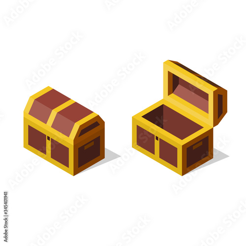 Isometric chest vector illustration. 