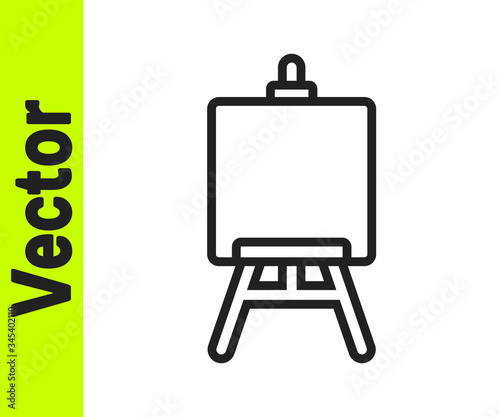 Black line Wood easel or painting art boards icon isolated on white background.  Vector Illustration