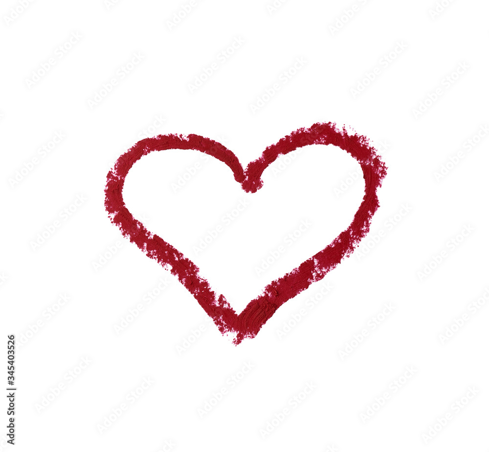 painted heart with red lipstick isolated on a white background painted heart with red lipstick isolated on a white background