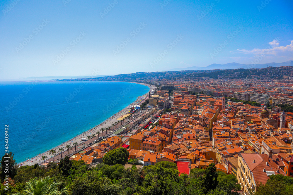 View of Nice City, French Riviera with Mediterranean Sea