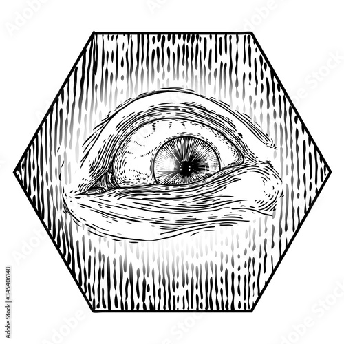 Eye of Providence or All seeing eye. Masonic symbol. New world order sacred religion symbol and spiritual occultism. Occulture vector.