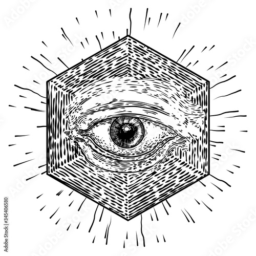 Eye of Providence or All seeing eye. Masonic symbol. New world order sacred religion symbol and spiritual occultism. Occulture vector.