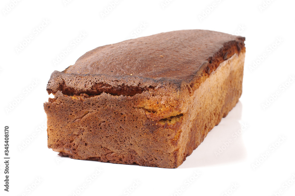 Rye dark bread isolated on the white
