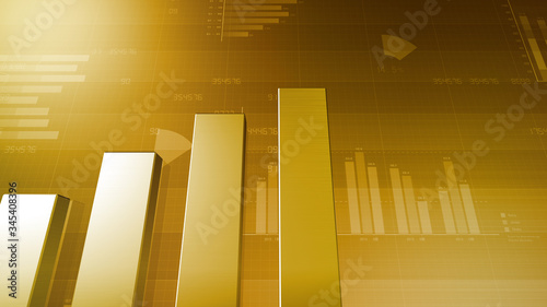 Business Economy Data Graph finance Chart Bar Growth Success 3D illustration background