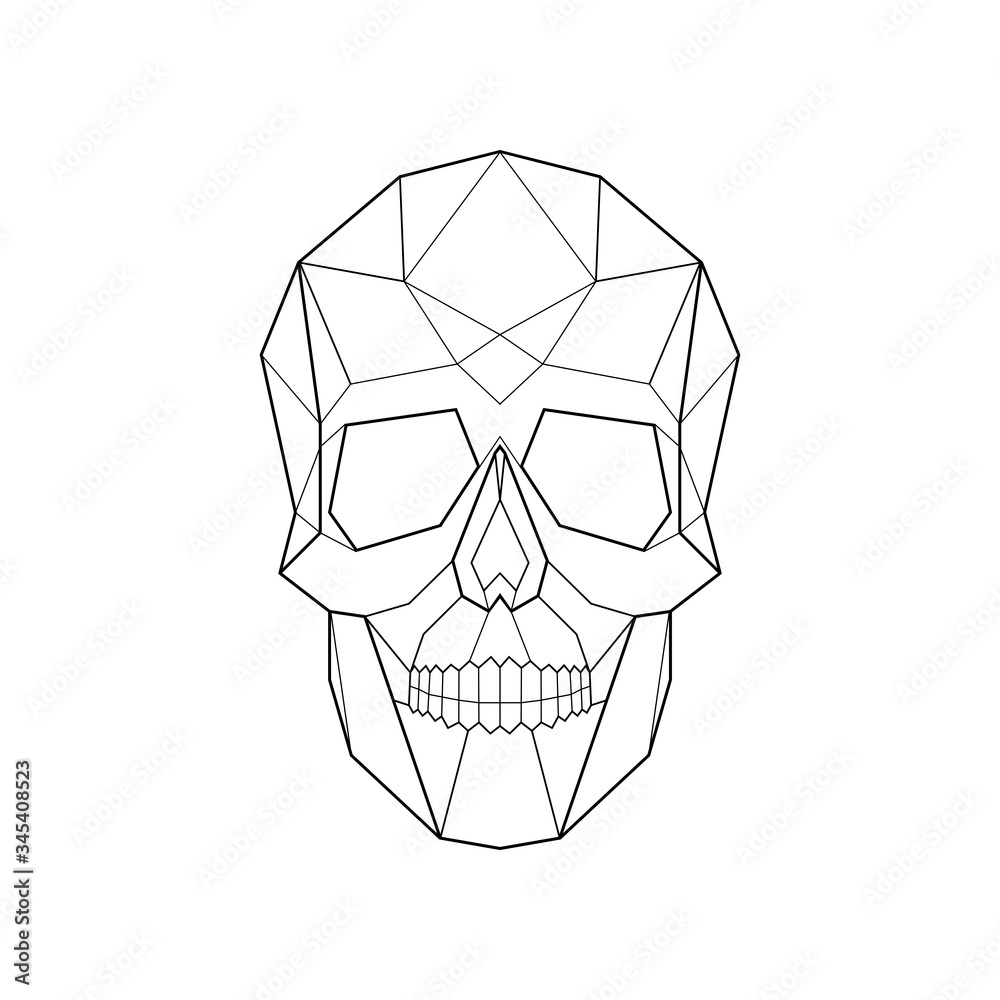 Polygonal geometric skull isolated on white background. Vector illustration Polygonal geometric skull isolated on white background. Vector illustration