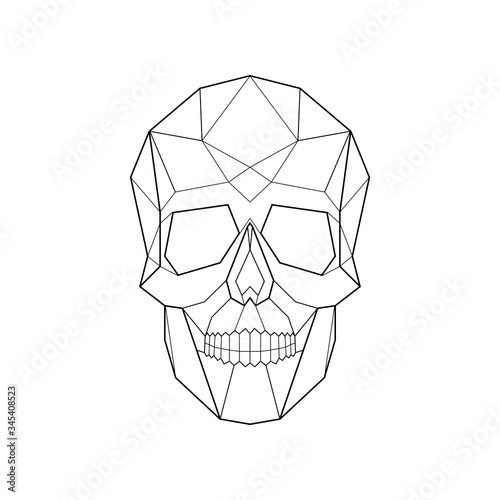 Polygonal geometric skull isolated on white background. Vector illustration