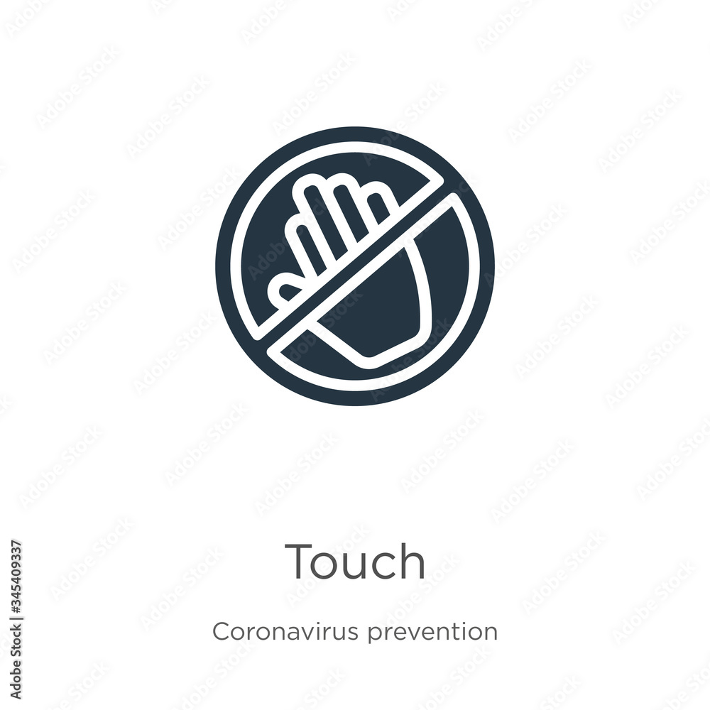Touch icon vector. Trendy flat touch icon from Coronavirus Prevention collection isolated on white background. Vector illustration can be used for web and mobile graphic design, logo, eps10 Touch icon vector. Trendy flat touch icon from Coronavirus Prevention collection isolated on white background. Vector illustration can be used for web and mobile graphic design, logo, eps10