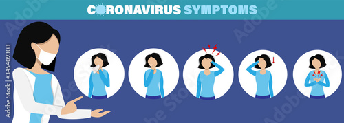 Symptoms infographics covid-19. Coronavirus ncov disease, medicine protection and symptoms infection tips.