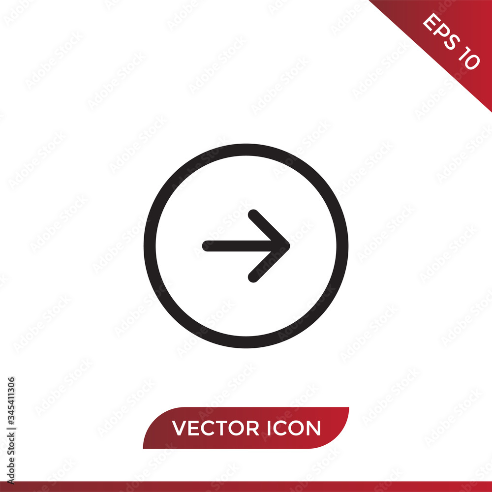 Right arrow, Next button vector icon in modern design style for web site and mobile app Right arrow, Next button vector icon in modern design style for web site and mobile app