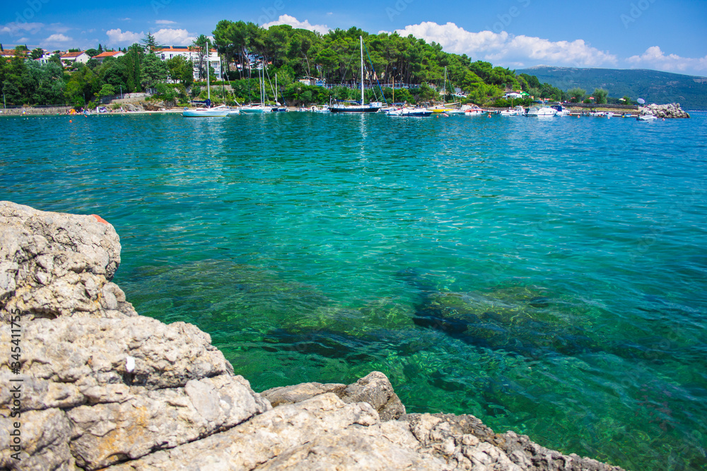 Picturesque coastline in Krk town on the island Krk, Croatia