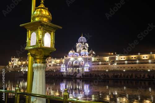 Buildings in the courtyard of Golden Temple at night in Amritsar, Punjab, India. © Olena Zn