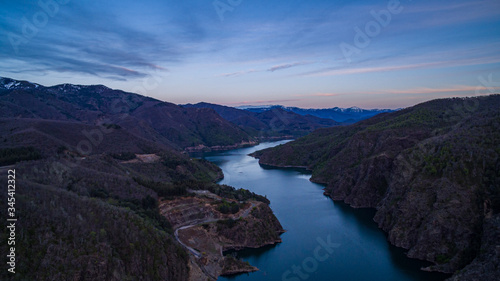 Ralco reservoir in Alto Bio Bio, in the middle of a spectacular mountainous landscape with lots of vegetation