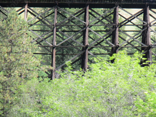 Fotografi Old wooden train wooden trestle