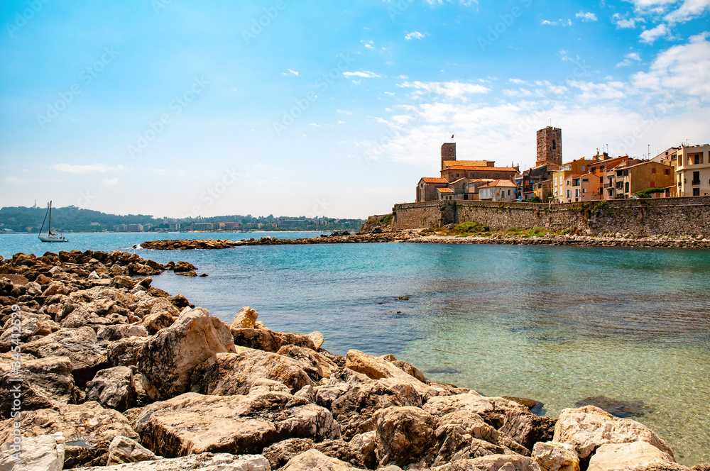 Picturesque view of historic center of Antibes, French Riviera, Provence, France