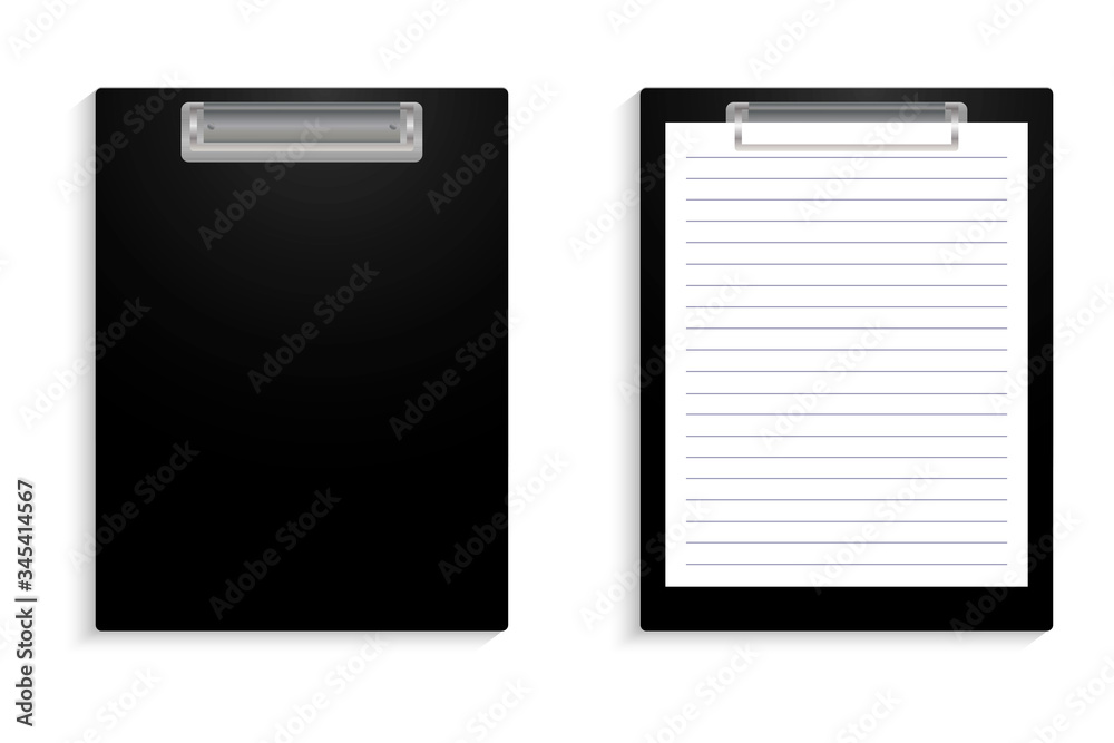 Two tablets for paper. One tablet without paper, one tablet with a white sheet of paper in a ruler. Vector illustration. Stock Photo. Two tablets for paper. One tablet without paper, one tablet with a white sheet of paper in a ruler. Vector illustration. Stock Photo.