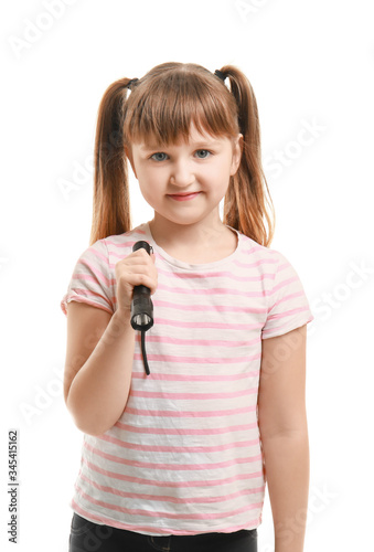 Little girl with flashlight...