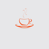 Single Cup with Hot Beverage Isolated on Light Gray Background