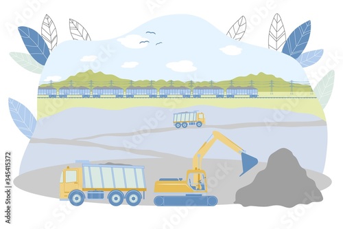 Opencast Mining Loading Raw Ore into Dump Truck