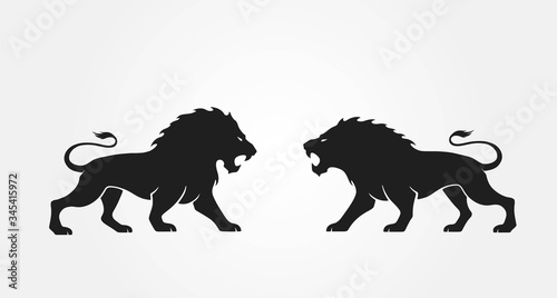 lions opposite each other. vector icon for logo